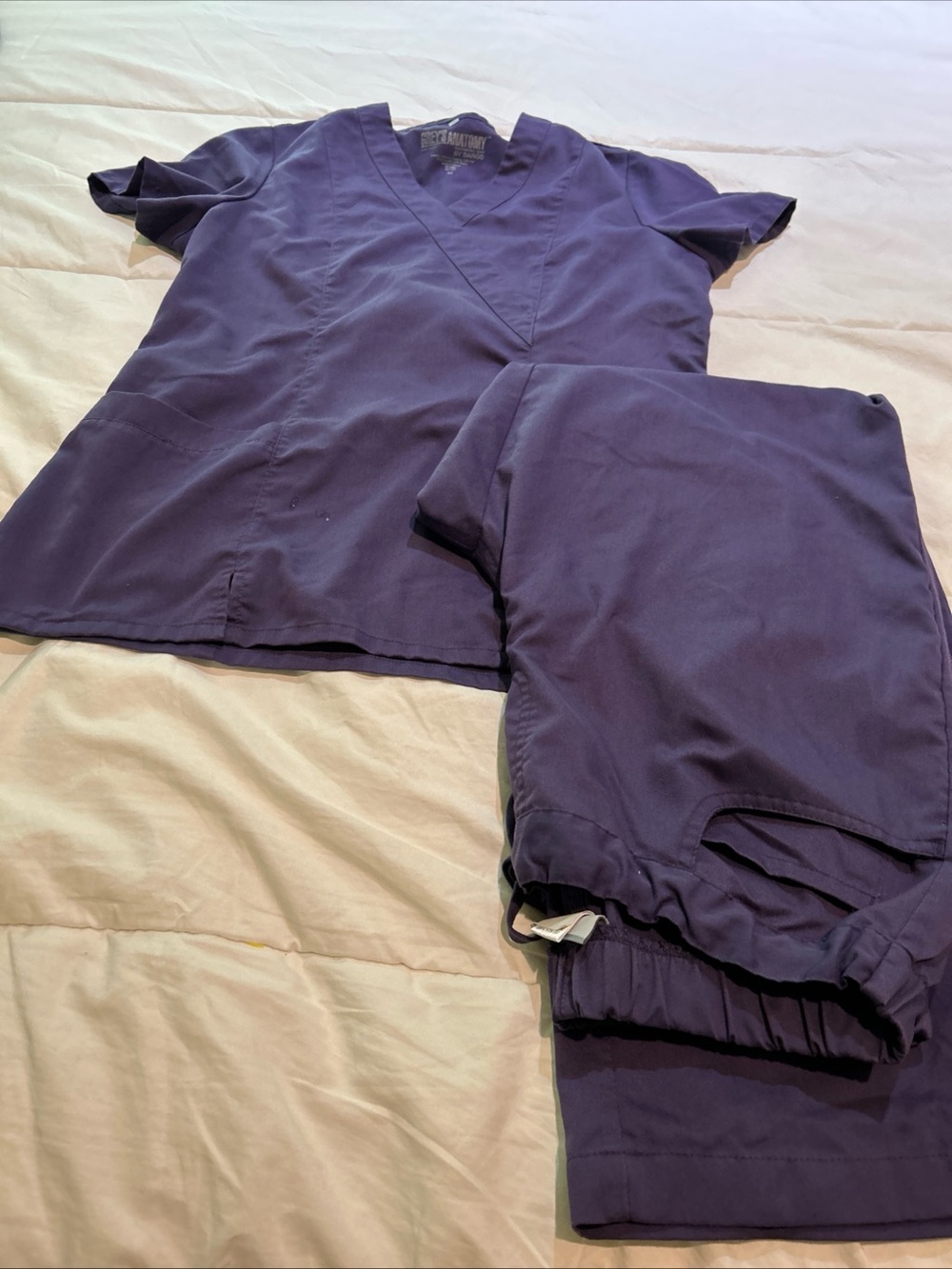 Greys Anatomy by Barco Active Scrubs Set Womens Purple M Top L Pants